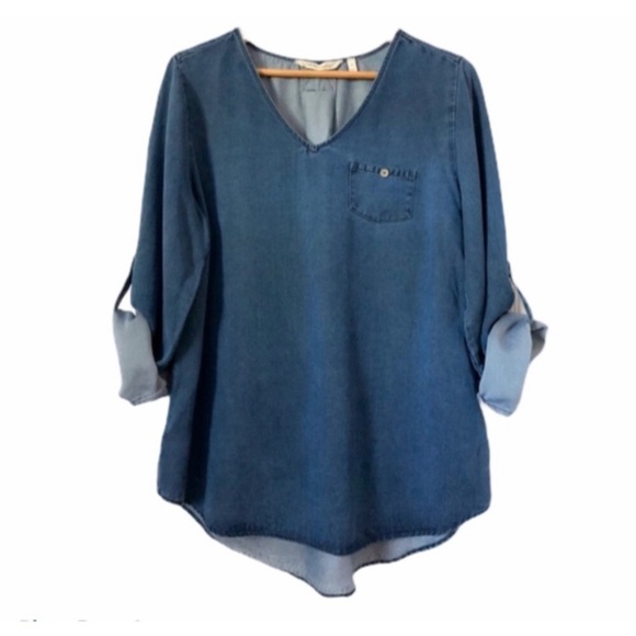 Acid Washed Denim Top by Soft Surroundings - Picture 6 of 10